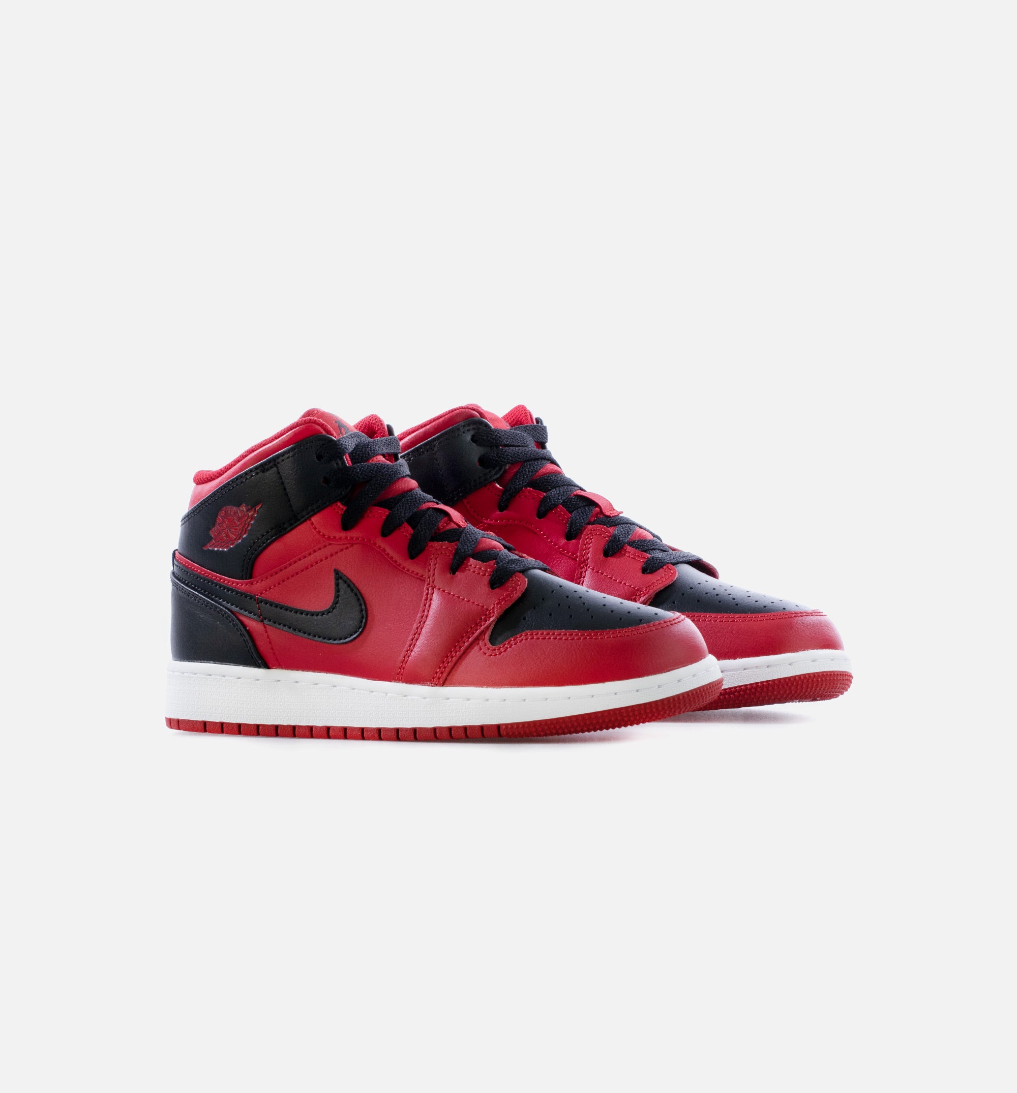Air Jordan 1 Mid Reverse Bred Grade School Lifestyle Shoe - Black/Red、mySite、dreamappss