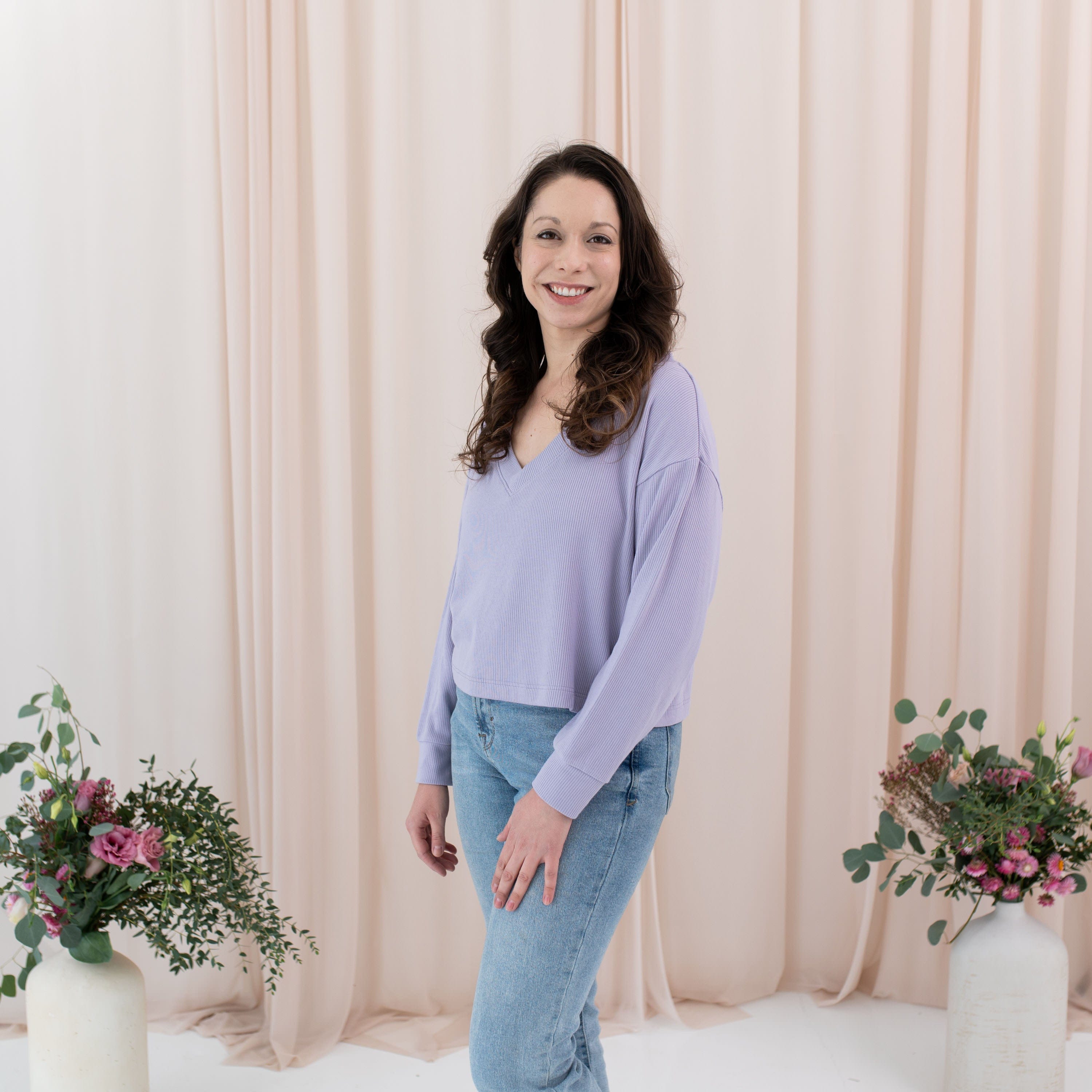  Women's Ribbed Long Sleeve Crop Top in Taro、mySite、layawaytickets