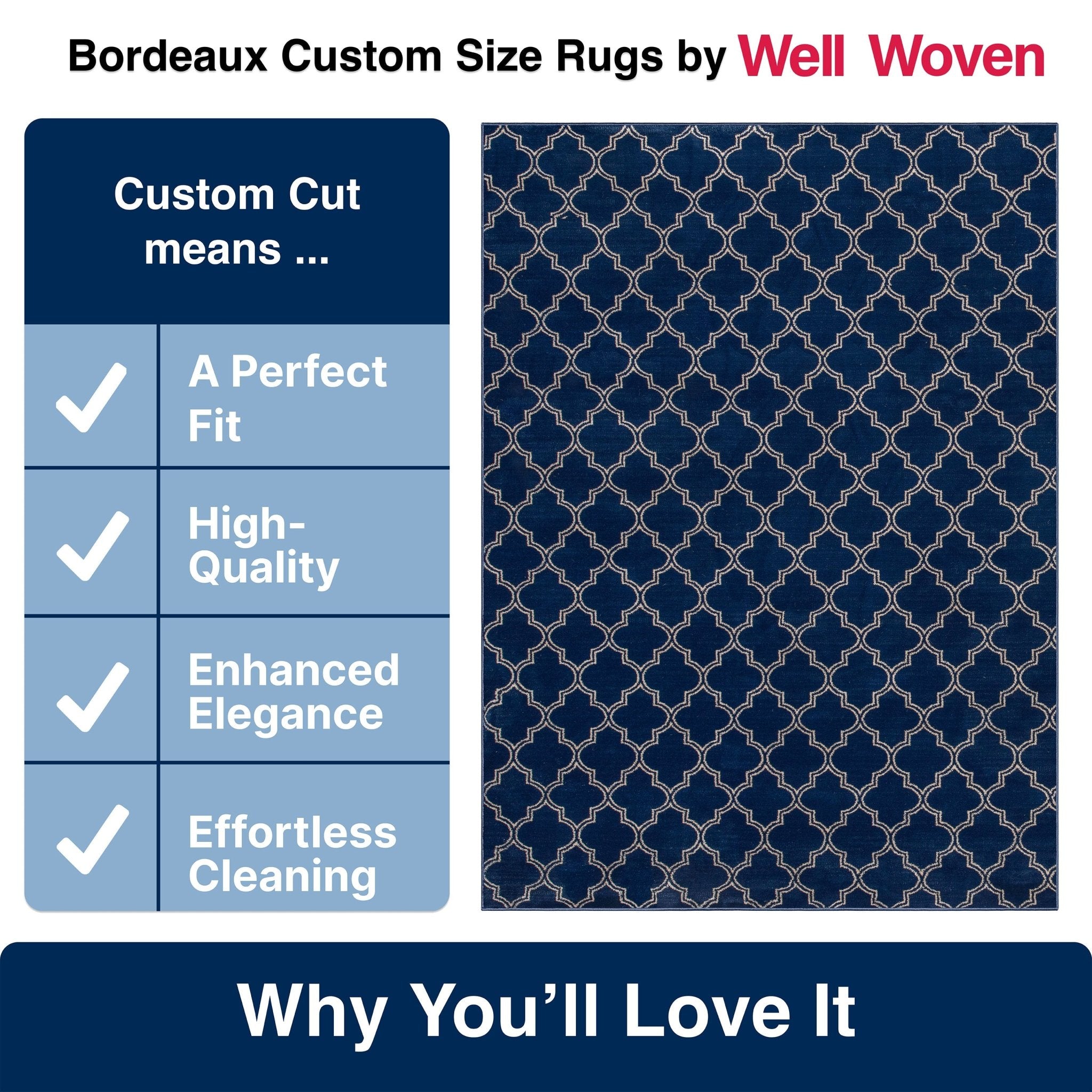 Nantucket Trellis Custom-Made Rug, Made to Order, High-Quality, Elegant Blue Design Area Rug、mySite、gigharbornorthrealestate