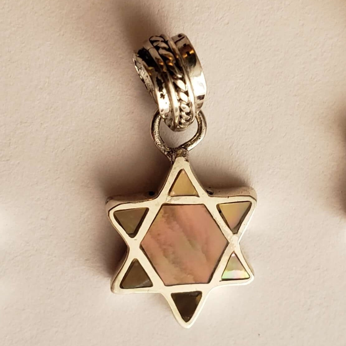 Sterling Silver and Shell Mini Star of David Necklace - Choice of Color、mySite、topwebapps