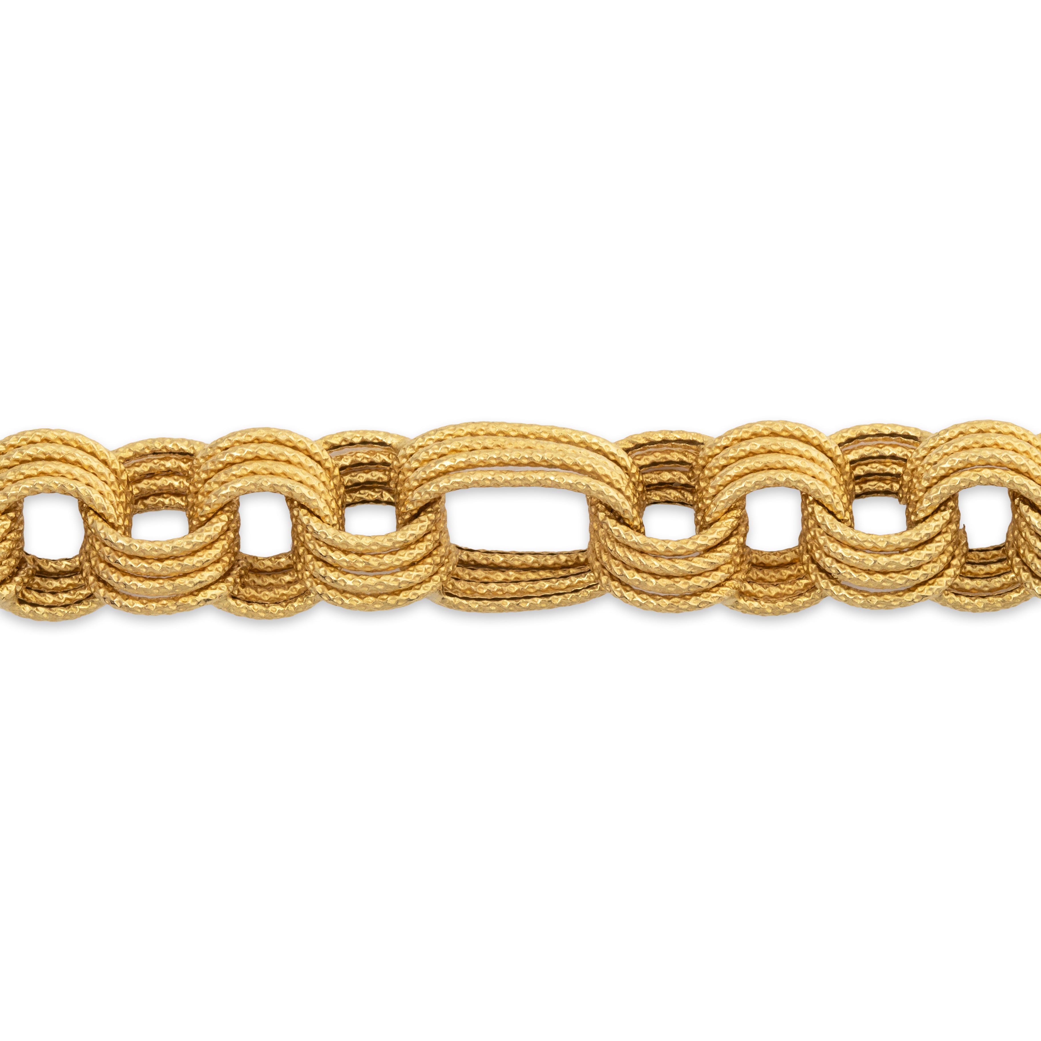 Vintage Italian 18k Yellow Gold Brushed Textured Rings Bracelet 7.75、mySite、hinf8tx79