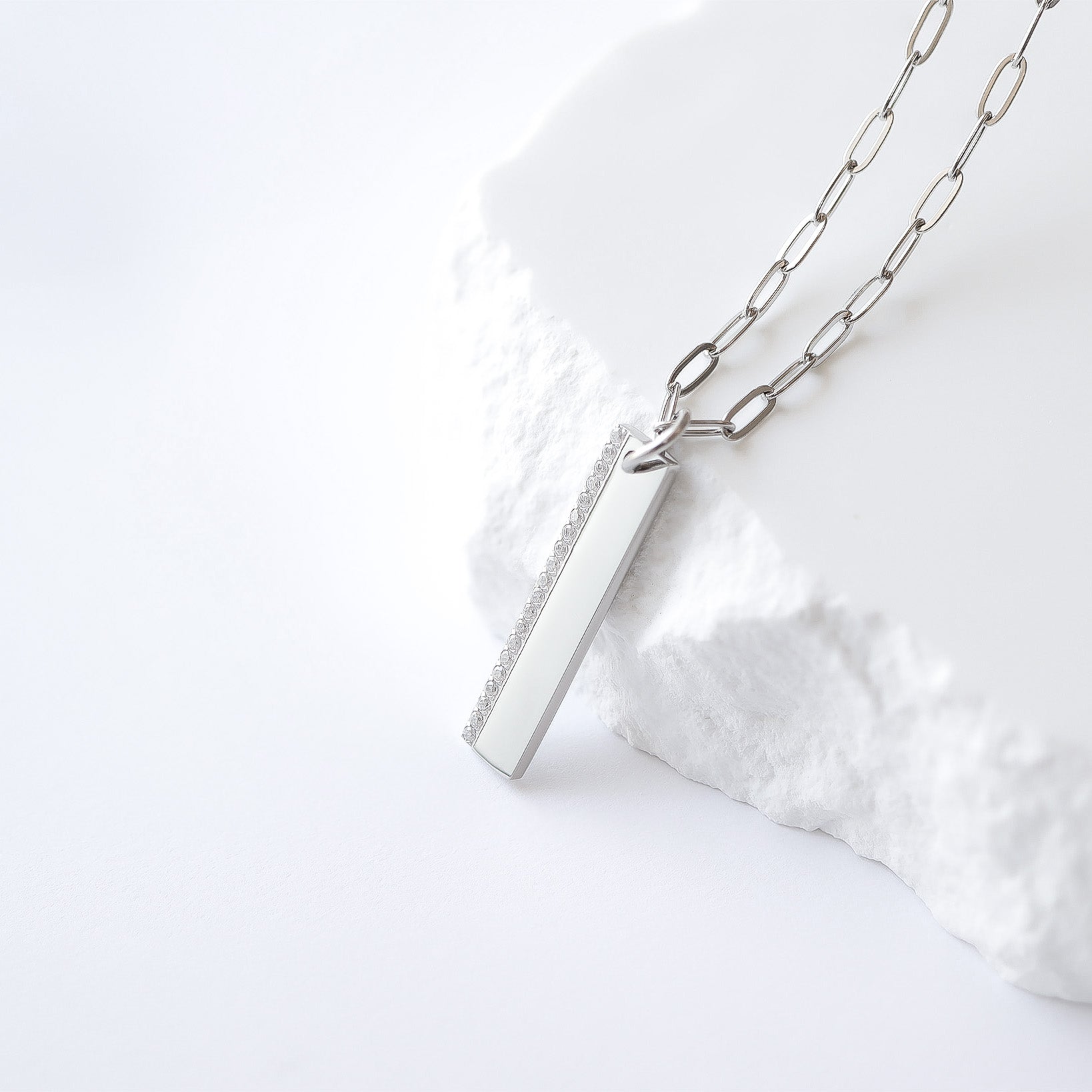 18K Gold PVD Stainless Steel Vertical CZ Blank Bar Pendant / SBB0281、mySite、dreamappss