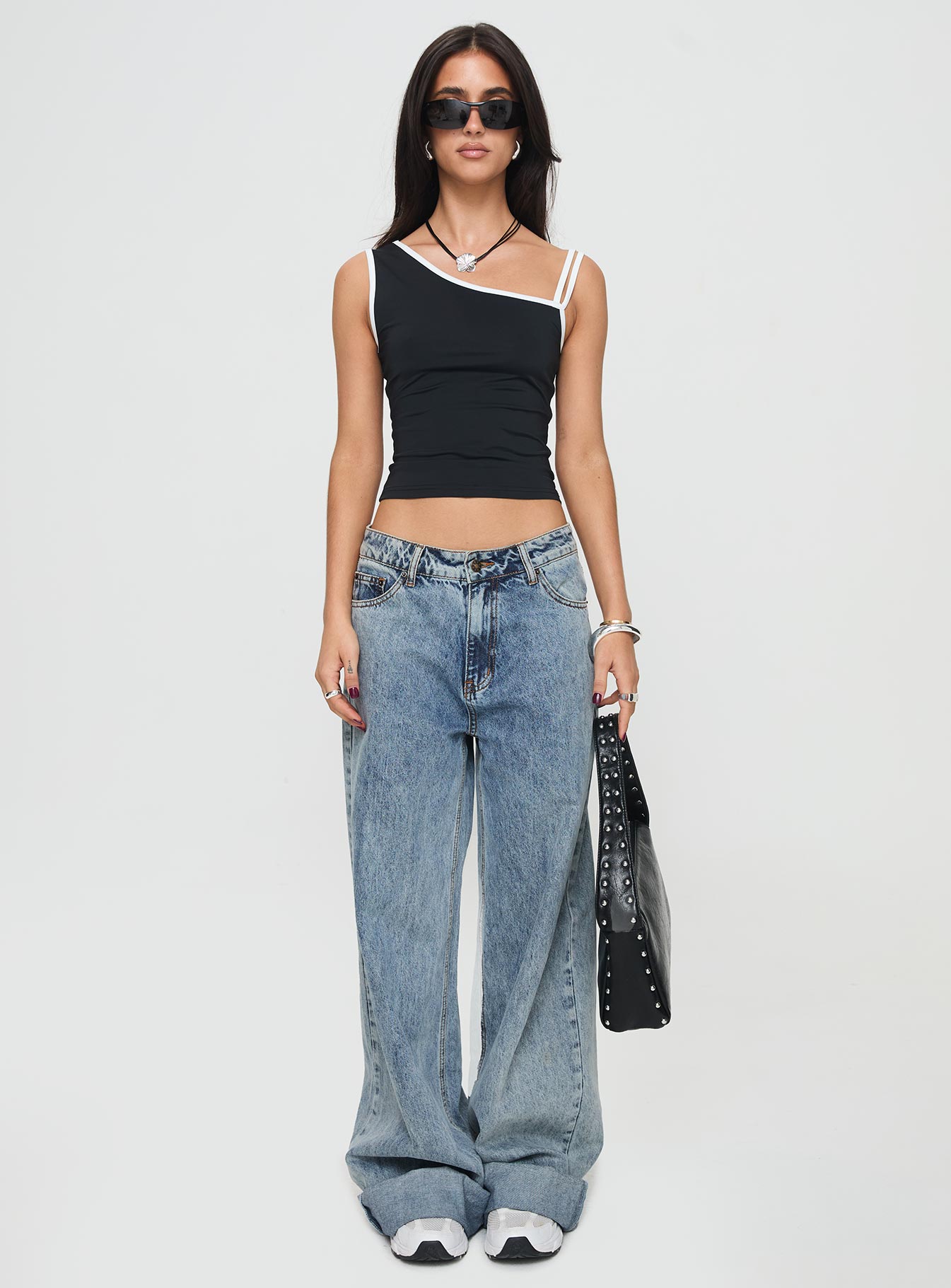 Detalier One Shoulder Top Black、mySite、solidvoid