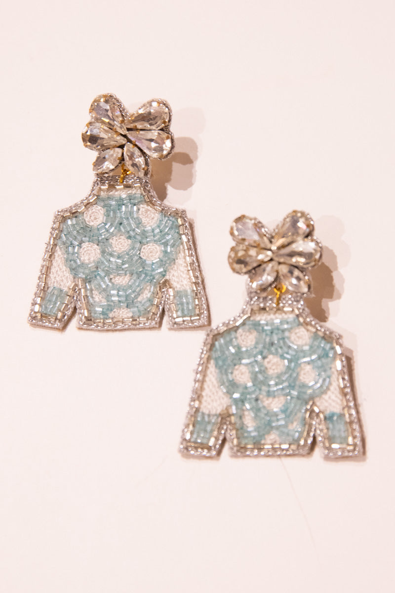Derby Jockey Silks Earrings - Aqua Polka Dot、mySite、hinf8tx79