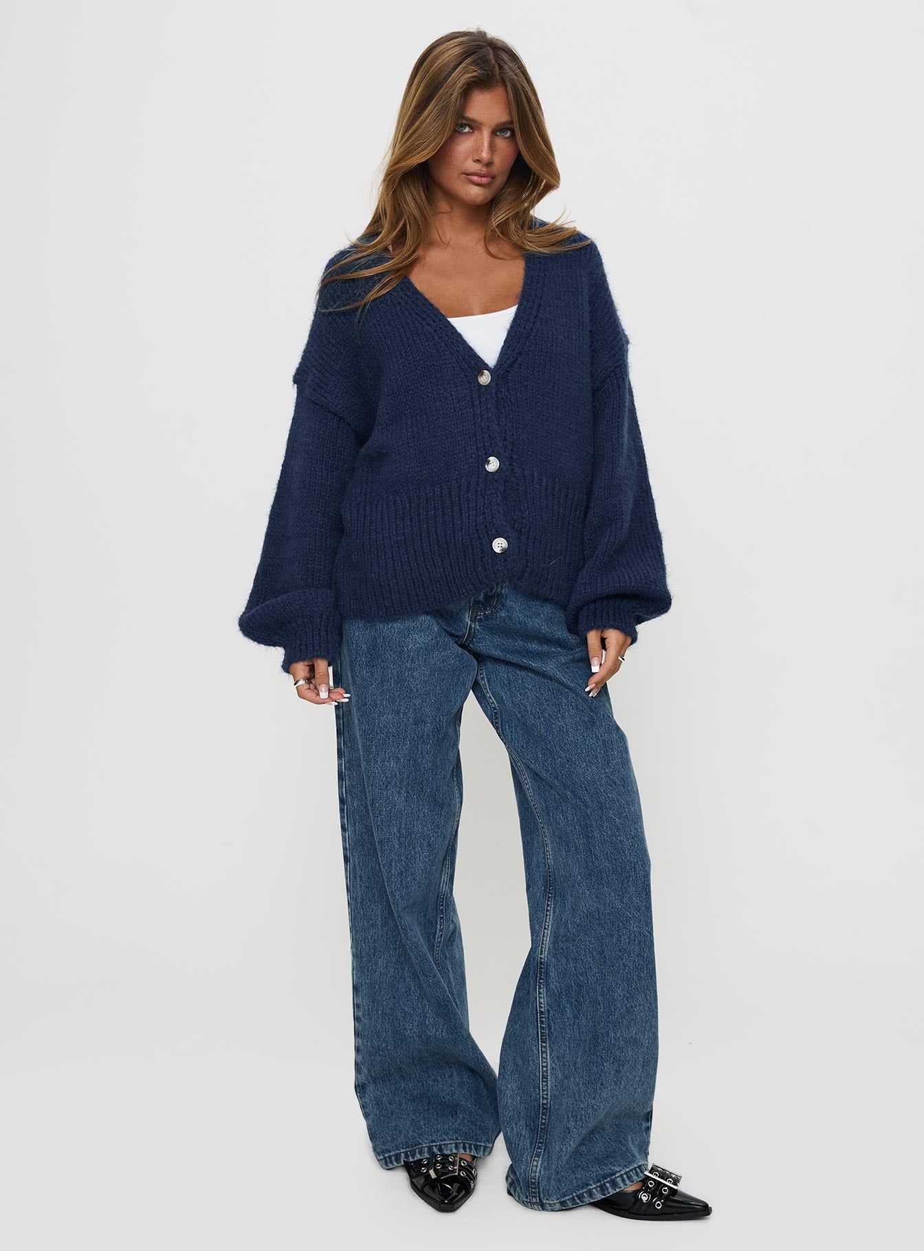 Yasmyn Knit Cardigan Royal Blue、mySite、solidvoid