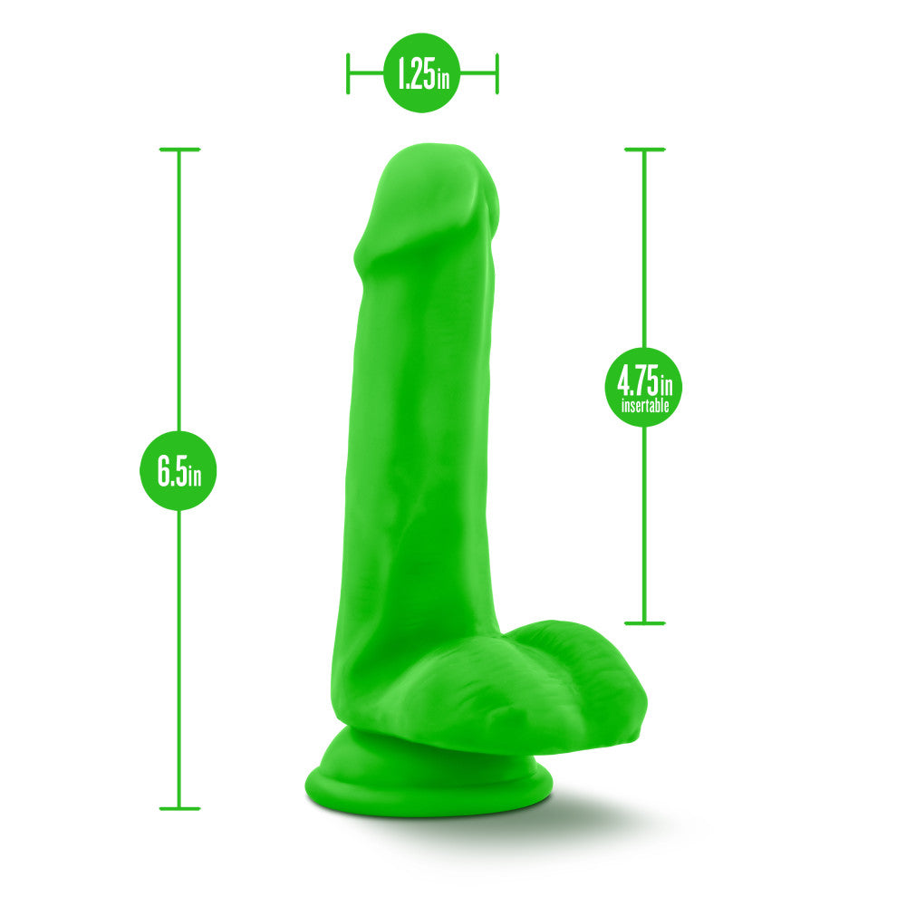 Neo Elite By Blush® | Neon Green: 6.5-Inch Long Dildo - Made with Purio™ Silicone & SensaFeel® Dual Density Realistic Technology、mySite、bottomscart