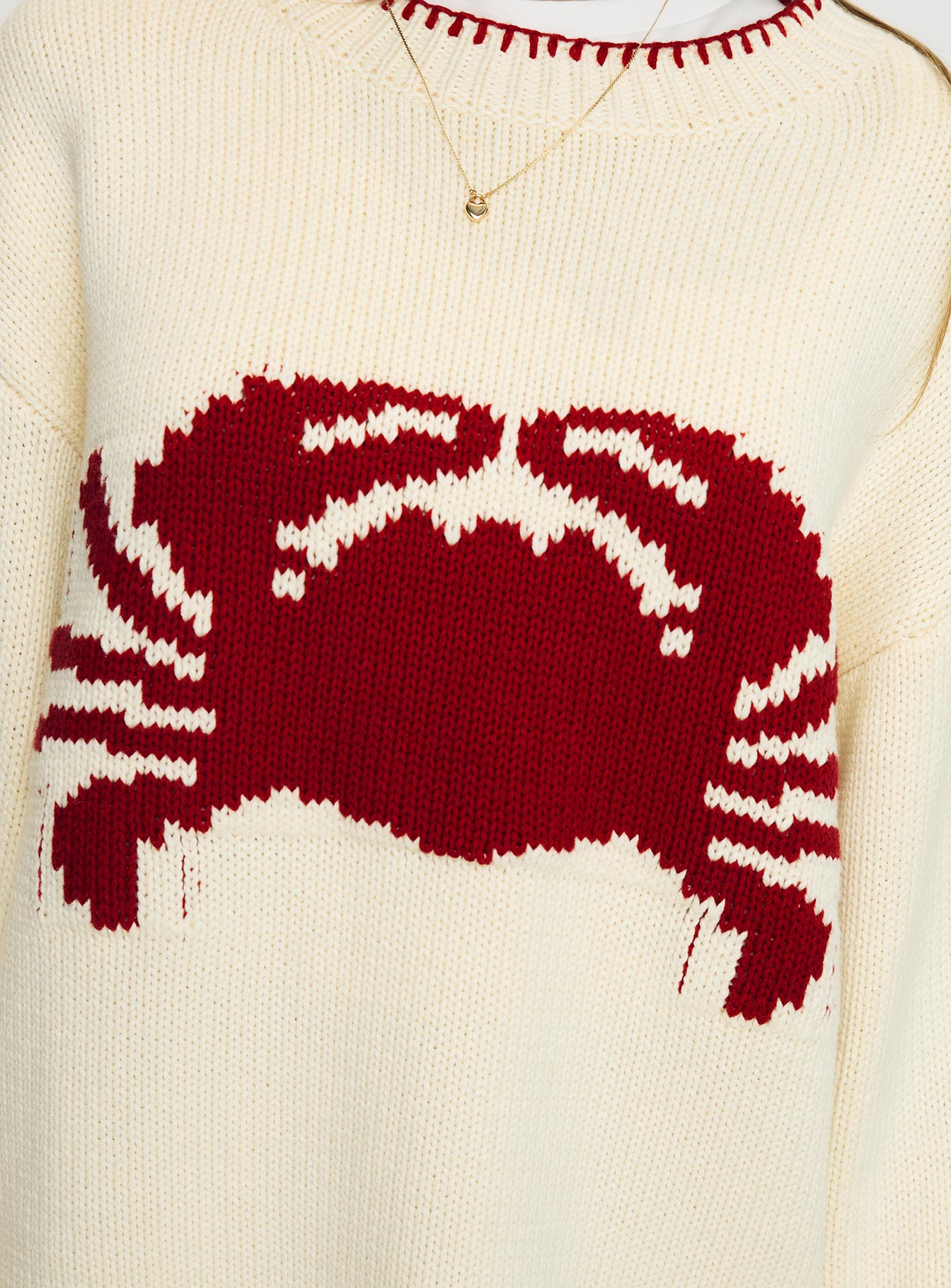 Coastlines Knit Sweater Cream / Red、mySite、solidvoid