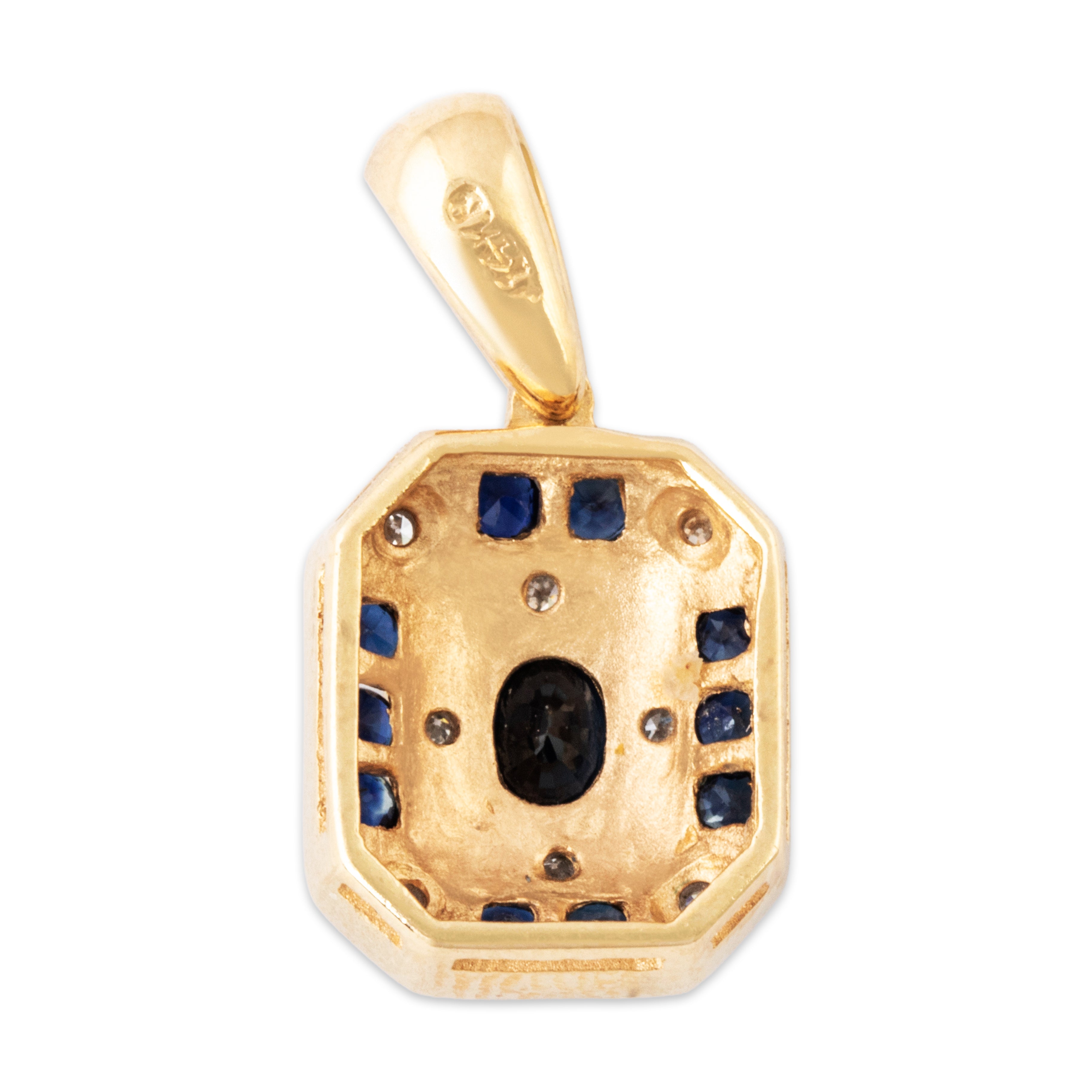 Vintage 14k Yellow Gold Blue Sapphire Diamond Elegant Pendant、mySite、hinf8tx79