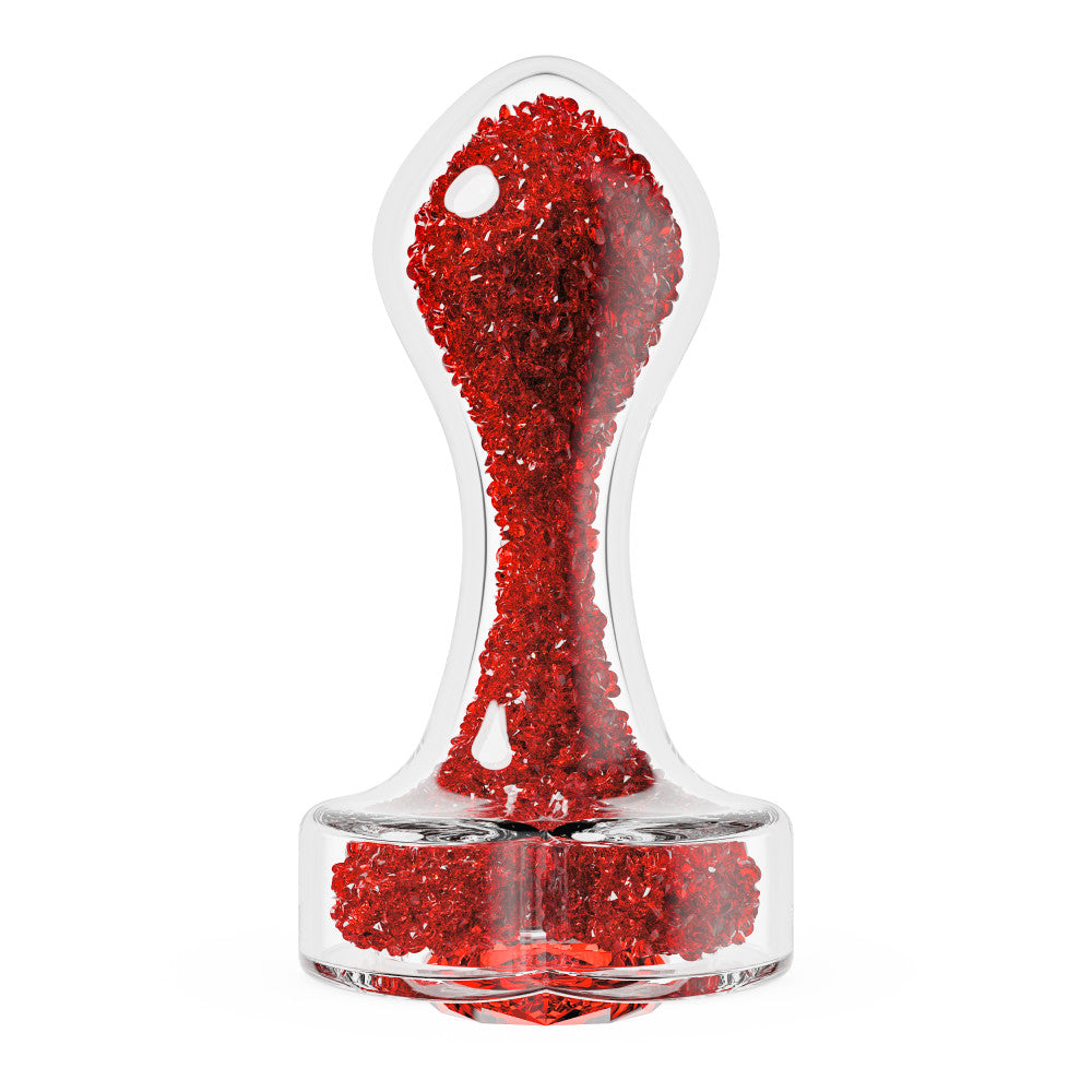 Oh My Gem | Lustre Glass Anal Plug With Ruby Heart-Shaped Base - Body-Safe Borosilicate Glass With Tapered Tip - In Red、mySite、bottomscart