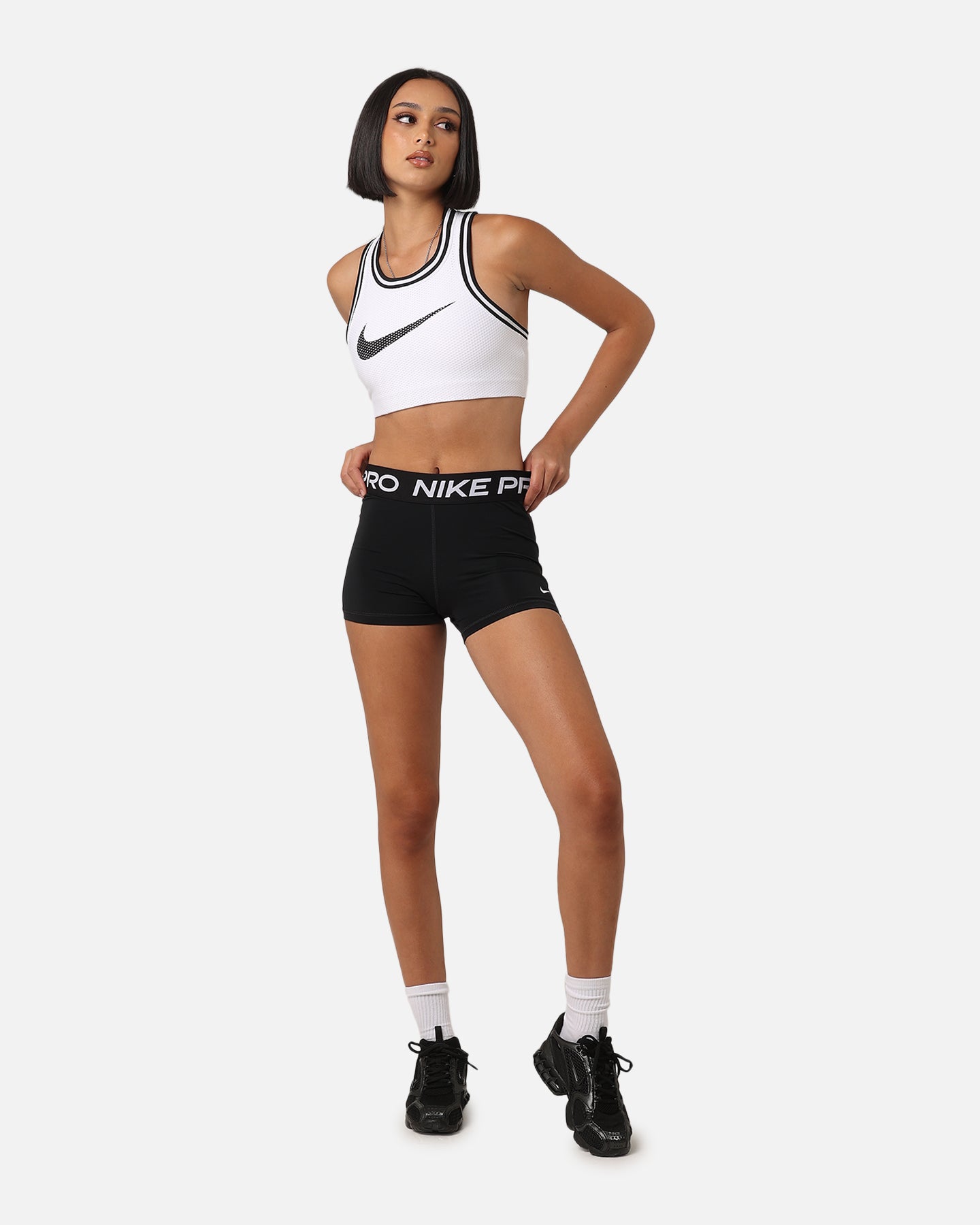 Nike Women's Nike Pro Shorts 3 Black/White、mySite、zt4zffjzw