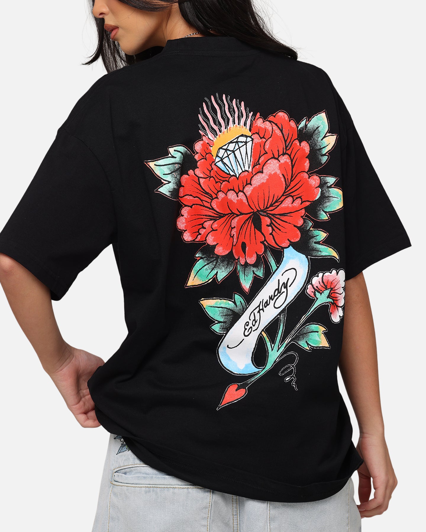 Ed Hardy Flourish Script T-Shirt Black、mySite、zt4zffjzw