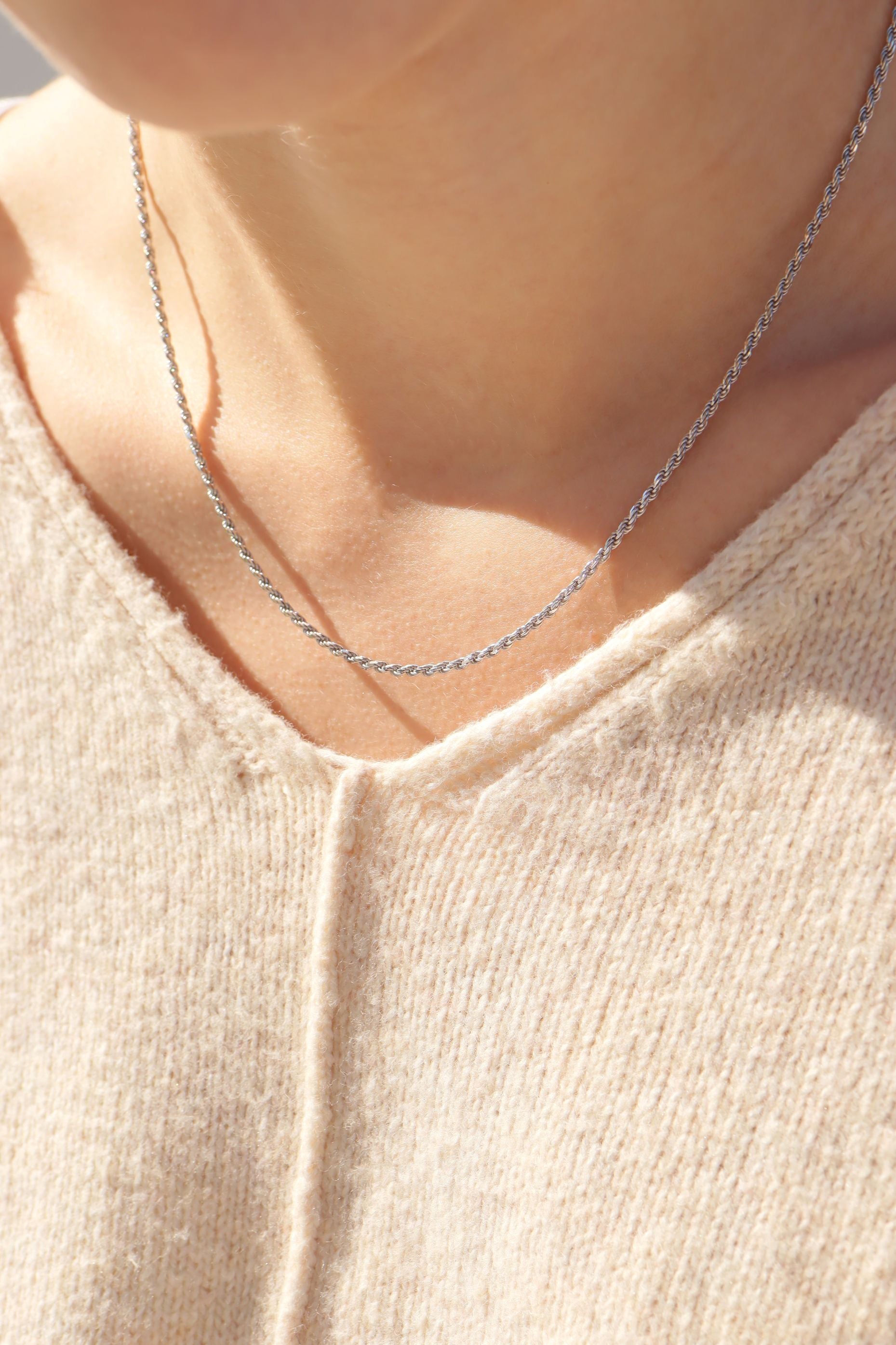 Sterling Silver Platinum Plated Diamond Cut Rope Chain / SSC0003、mySite、dreamappss