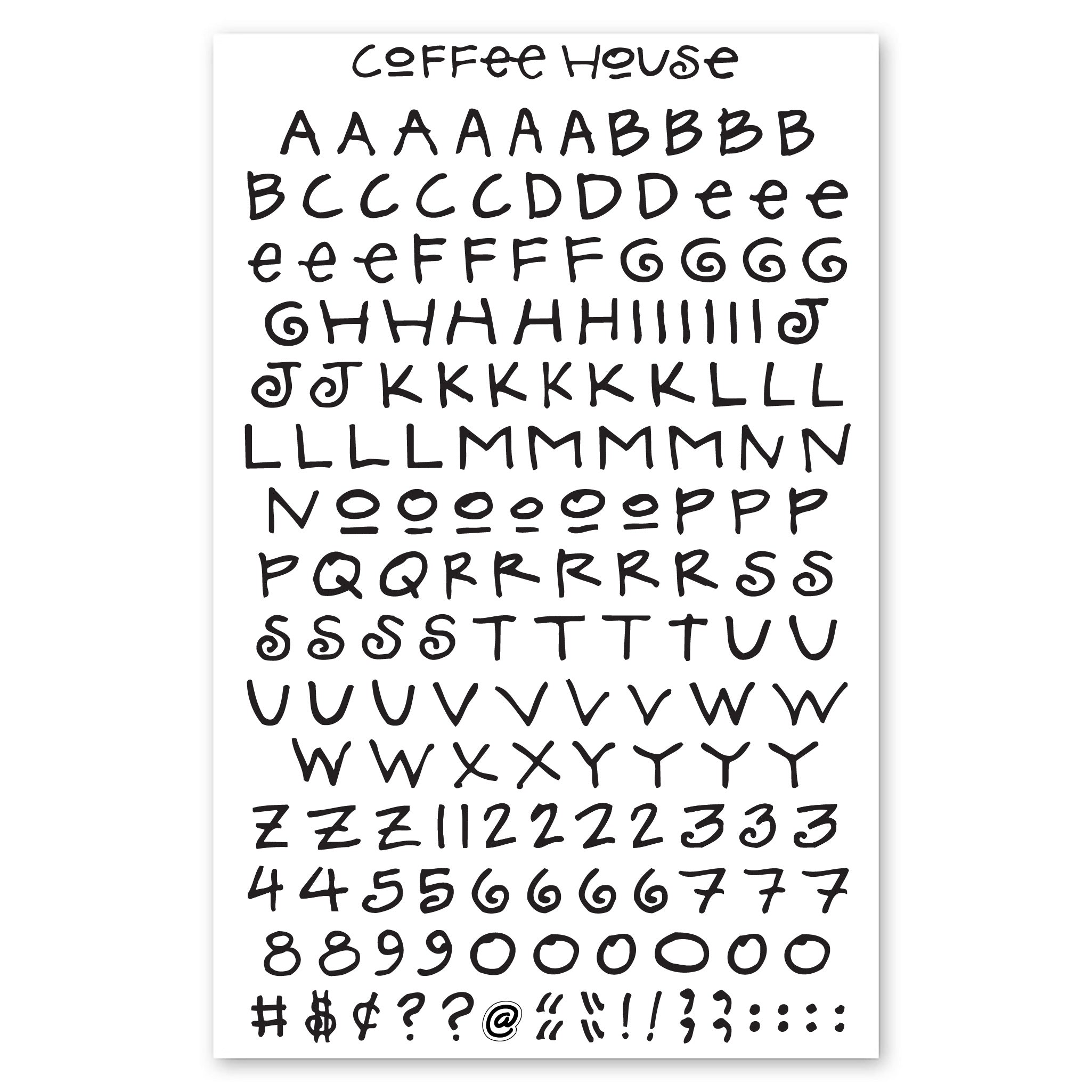 Coffee House Alphabet Stickers, Black、mySite、ghnorth