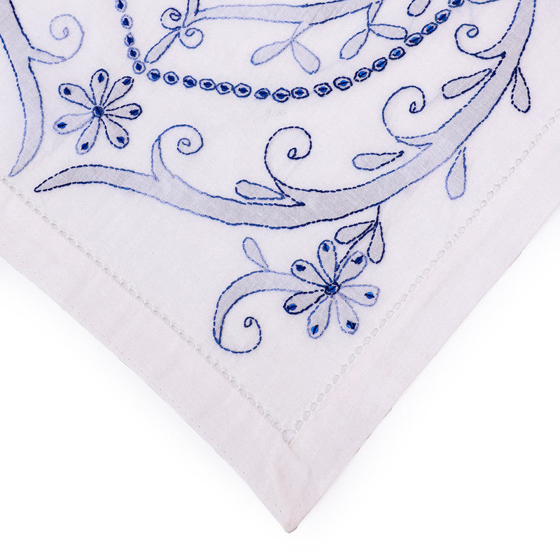 Cotton Table Mat Set | Placemats | White & Blue | Set of 4、mySite、camillekostekn