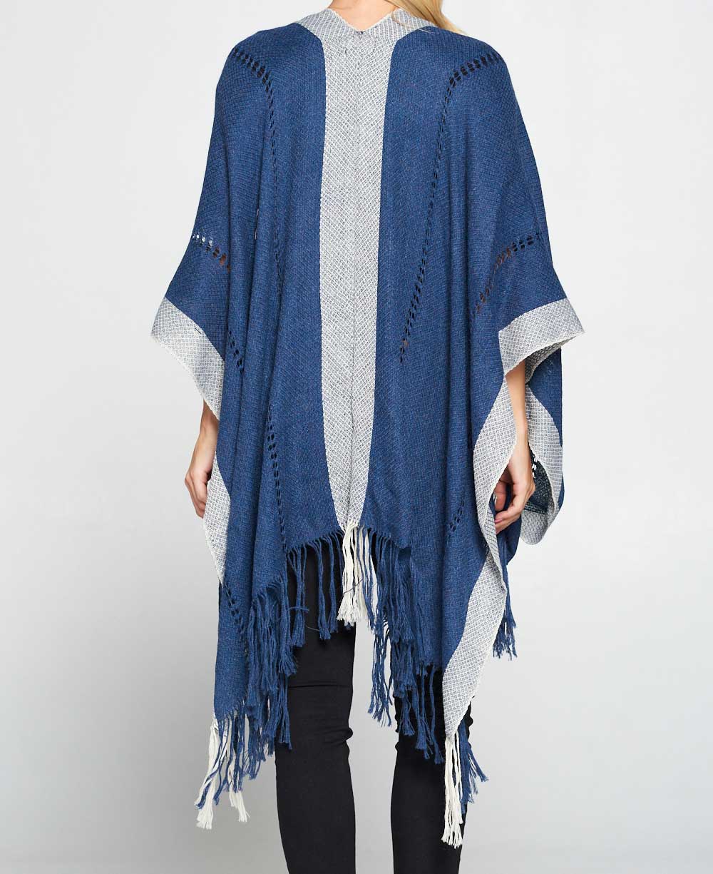 Hand Knit Alpaca Wool Poncho Wrap, Washed Blue、mySite、topwebapps