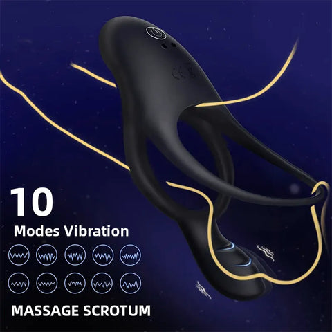 Dual-Motor Vibrating Couple’s Ring – 3-in-1 Intimacy Enhancer