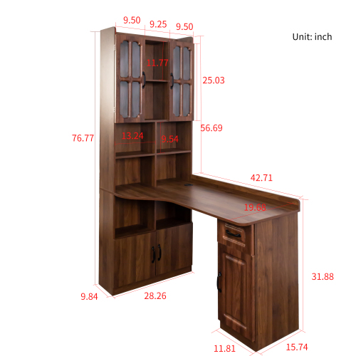 Home Office Computer Desk with Hutch, Antiqued White finish、、casual