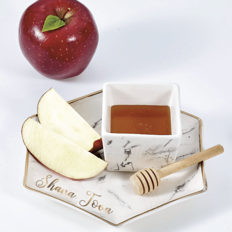 Hexagon Shaped Porcelain Apple and Honey Dish Set、mySite、topwebapps