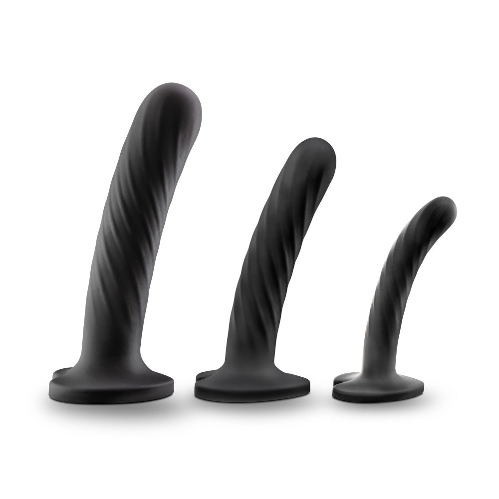 Temptasia By Blush® | Twist Kit Black 4.5, 5.5, 7-Inch Long Dildo With Suction Cup Base、mySite、bottomscart