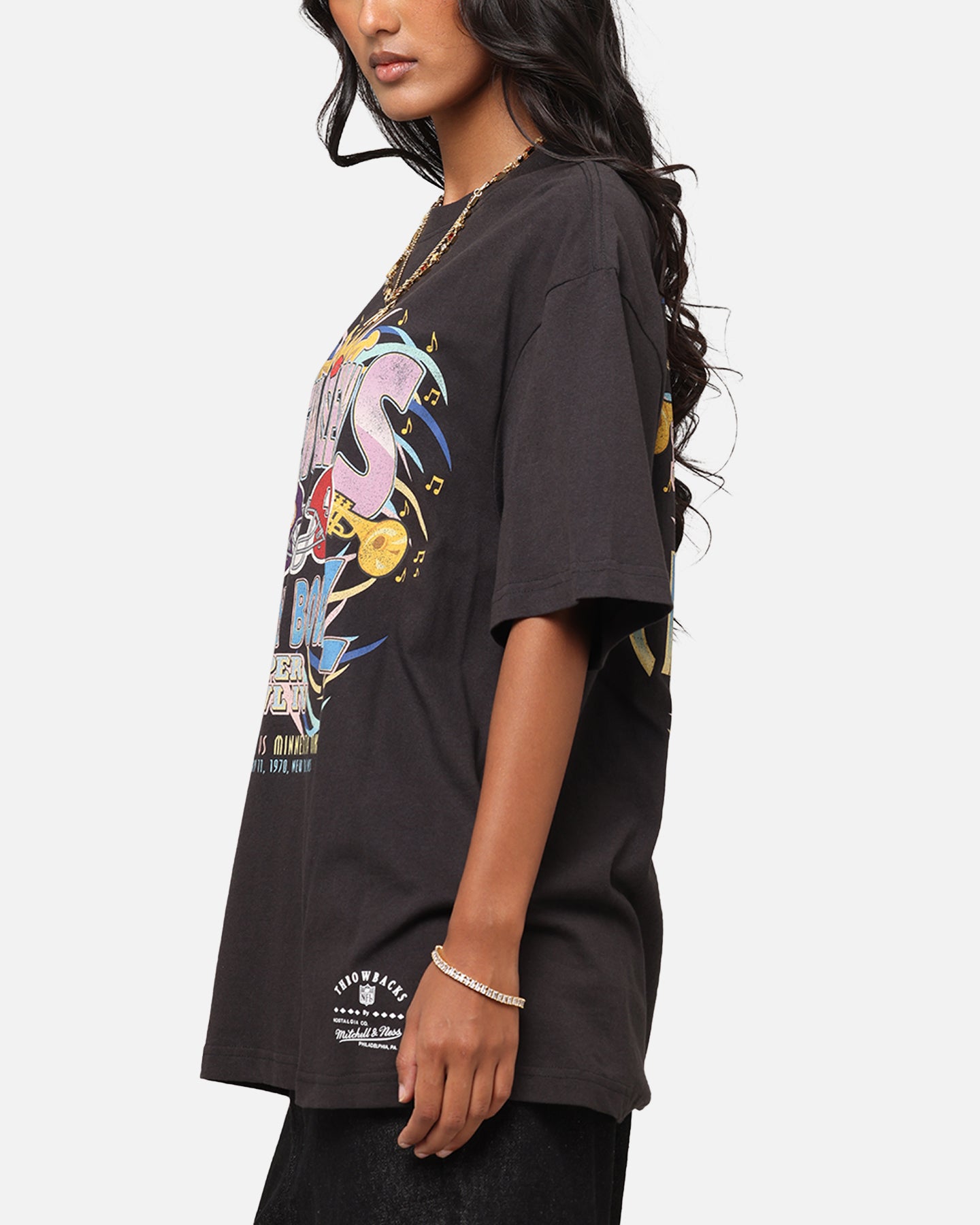 Mitchell & Ness New Orleans 1970 Super Bowl IV Match Up T-Shirt Faded Black、mySite、zt4zffjzw