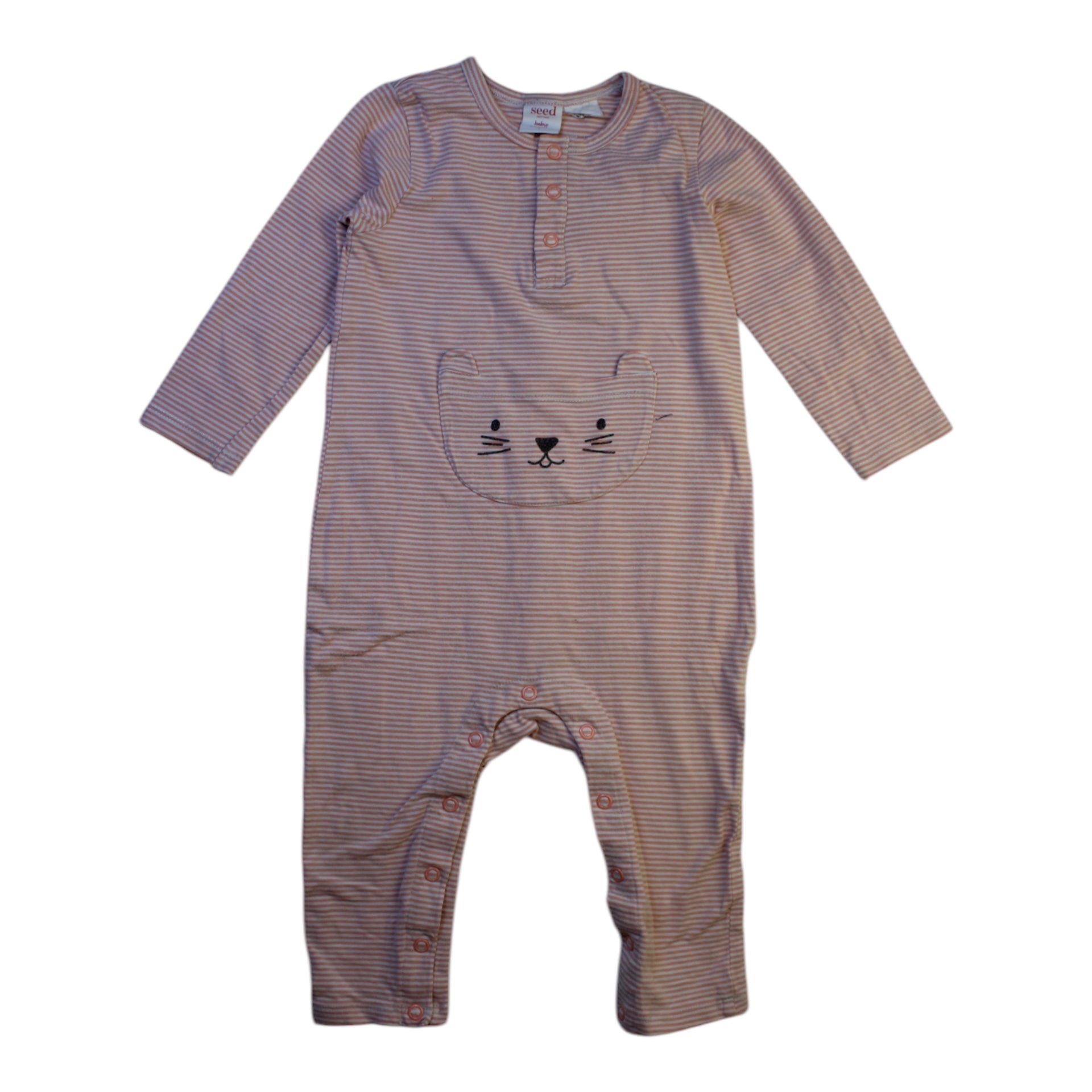 Seed Cat Face Romper, Size 12-18M、mySite、g9winljtr
