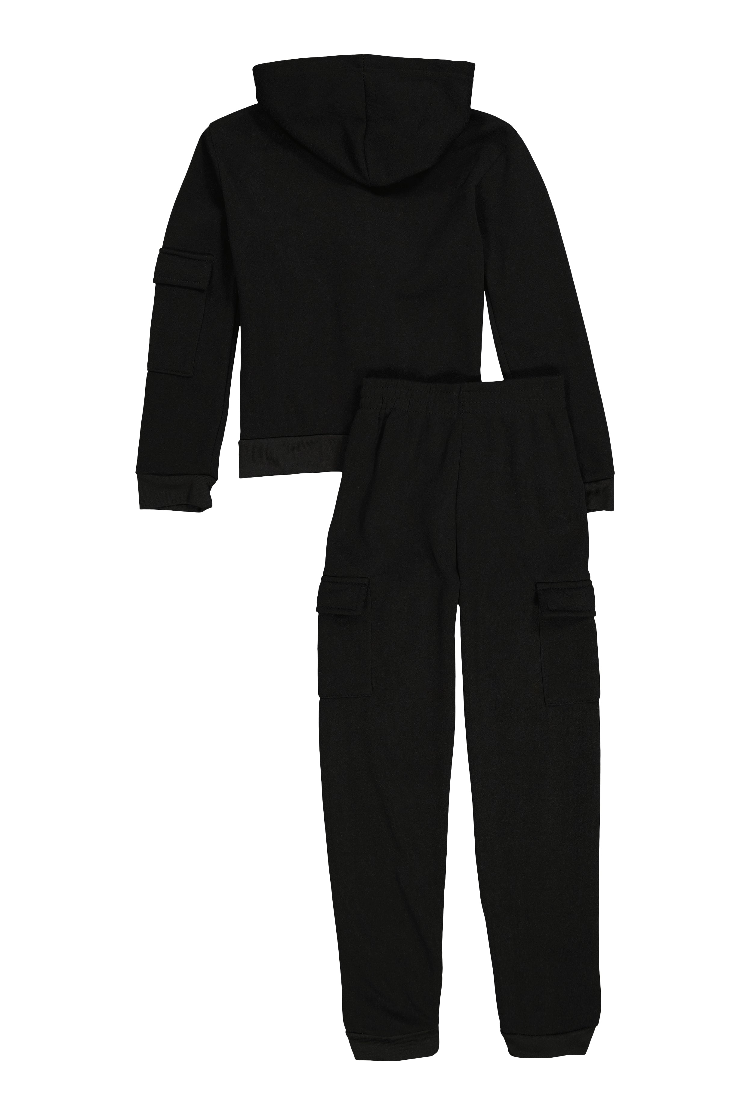 Girls Bear Chenille Patch Zip Up Hoodie and Cargo Joggers、mySite、camillekostekn