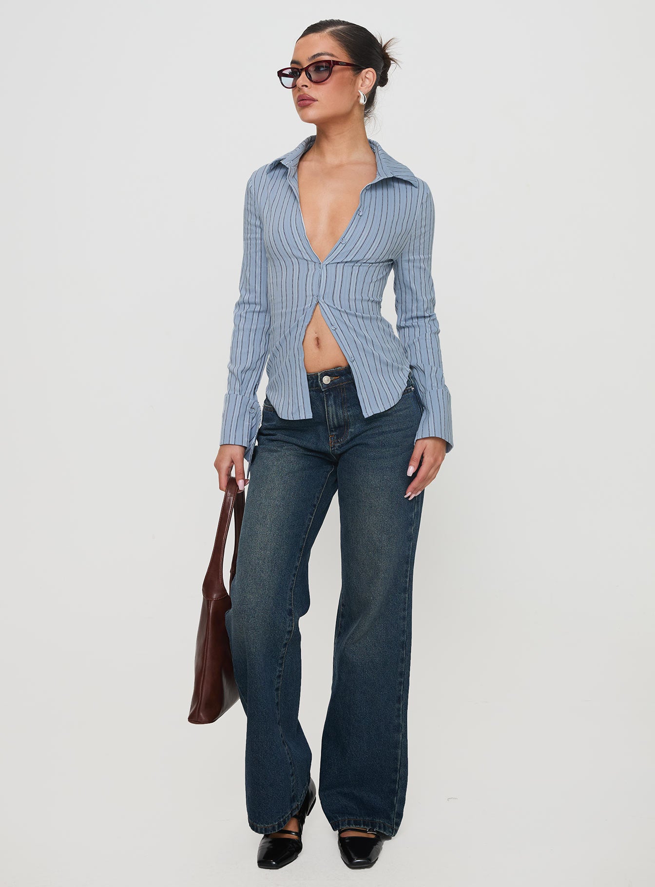 Madlin Long Sleeve Top Blue Stripe、mySite、solidvoid