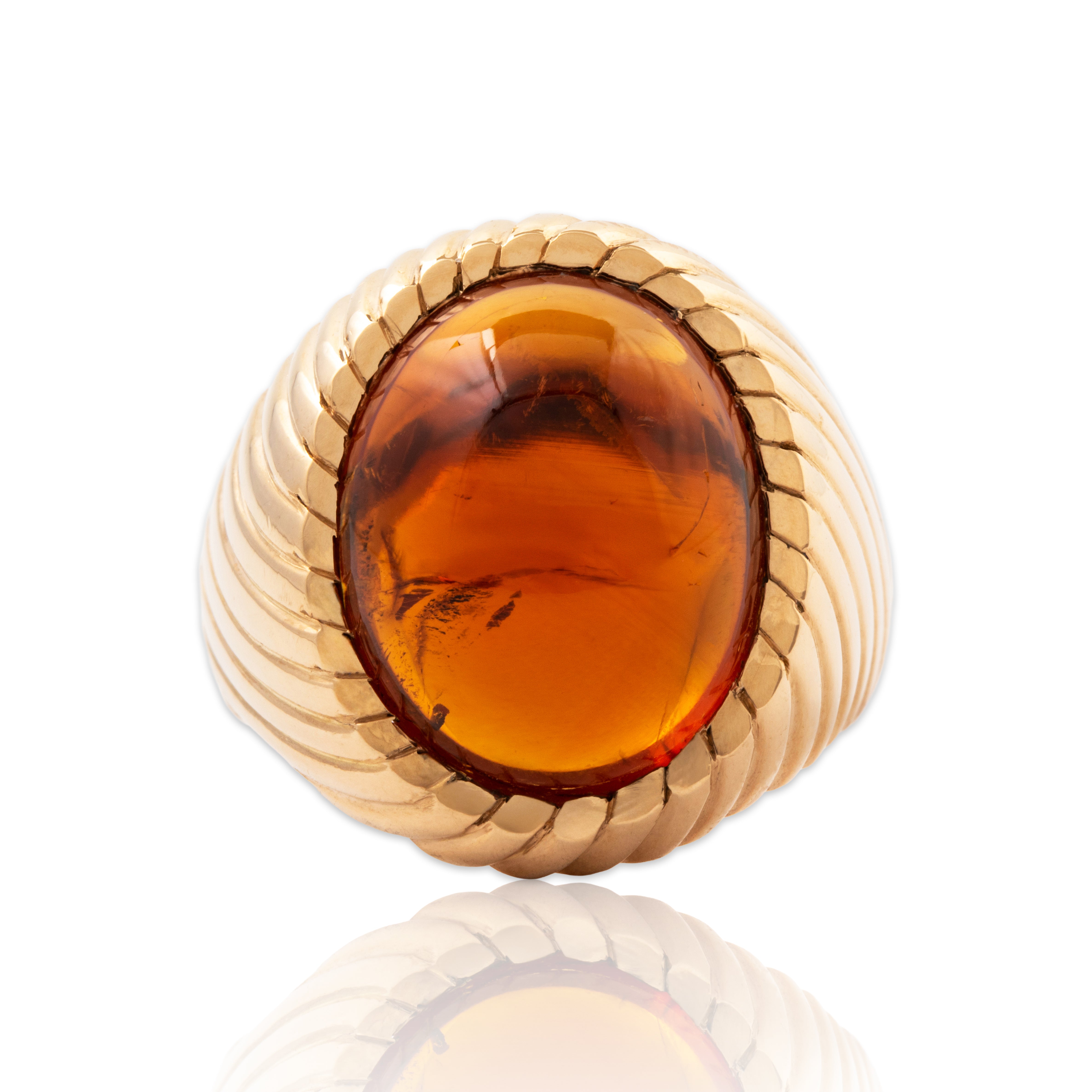 Vintage Heavy 18k Rose Gold 8.8ct Madeira Citrine Glowing Orb Ring 6.50、mySite、hinf8tx79