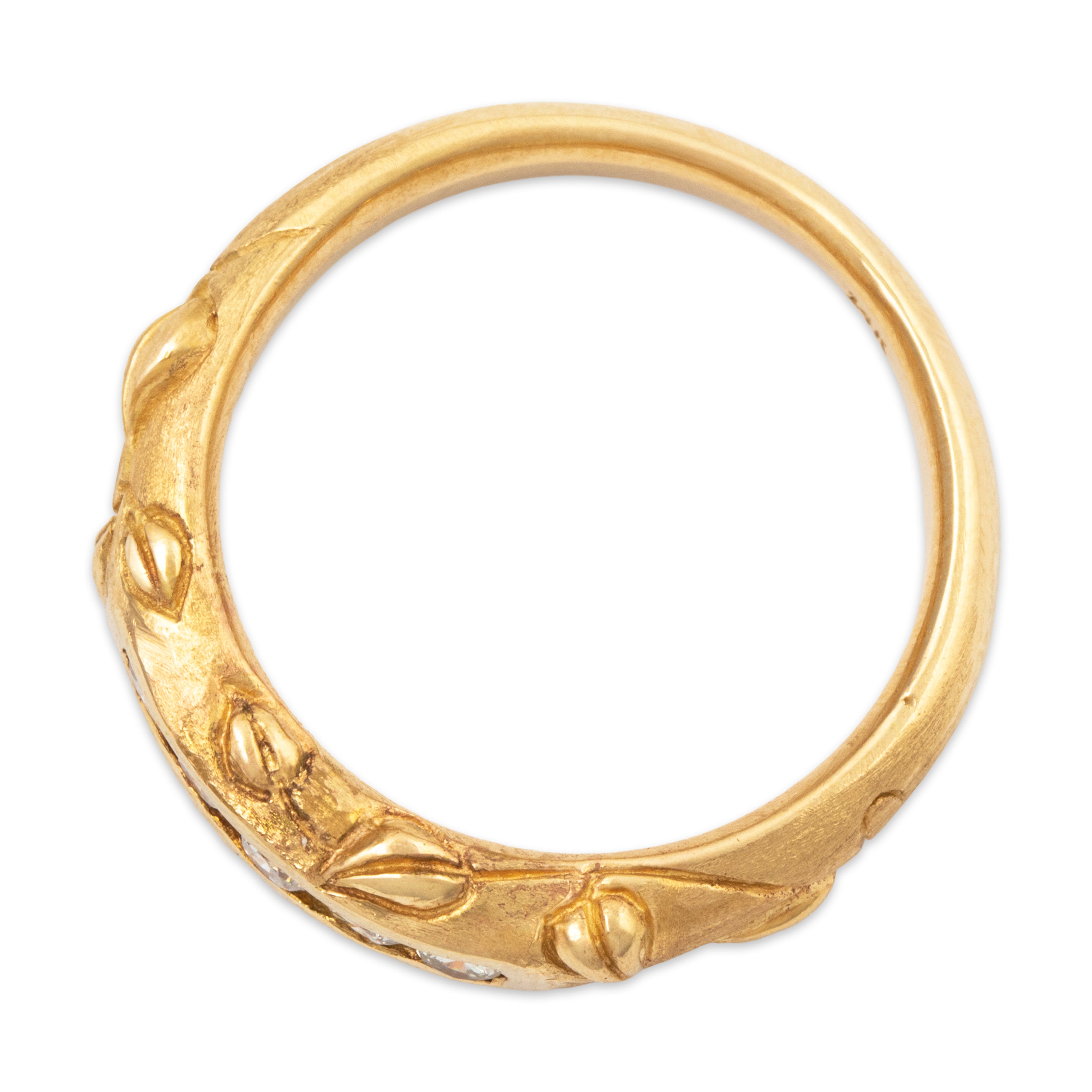 Vintage Heavy 14k Yellow Gold Diamond Hand Engraved Vine Foliage Ring 6.75、mySite、hinf8tx79