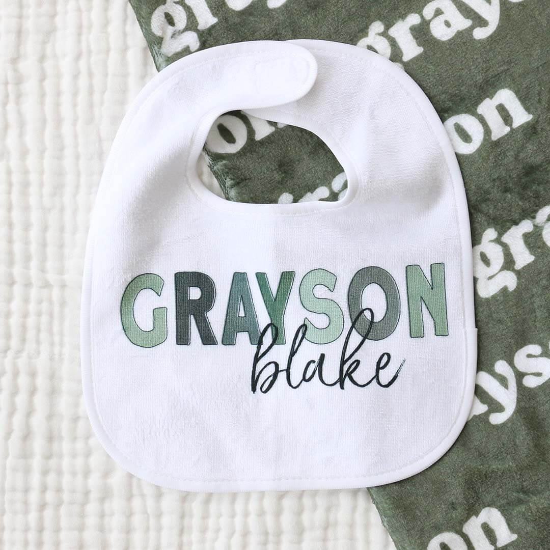  Personalized Color Block Baby Name Bib | Gradient Greens、mySite、layawaytickets