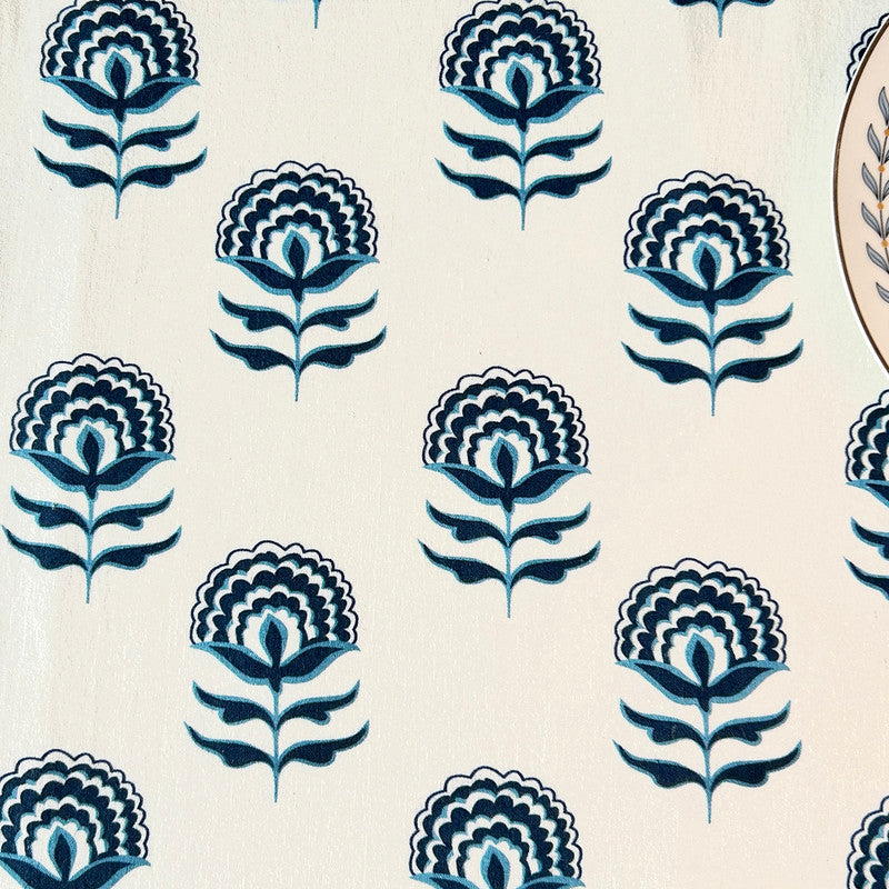 Cotton Printed Table Runner | Blue | 183 x 35 cm、mySite、camillekostekn