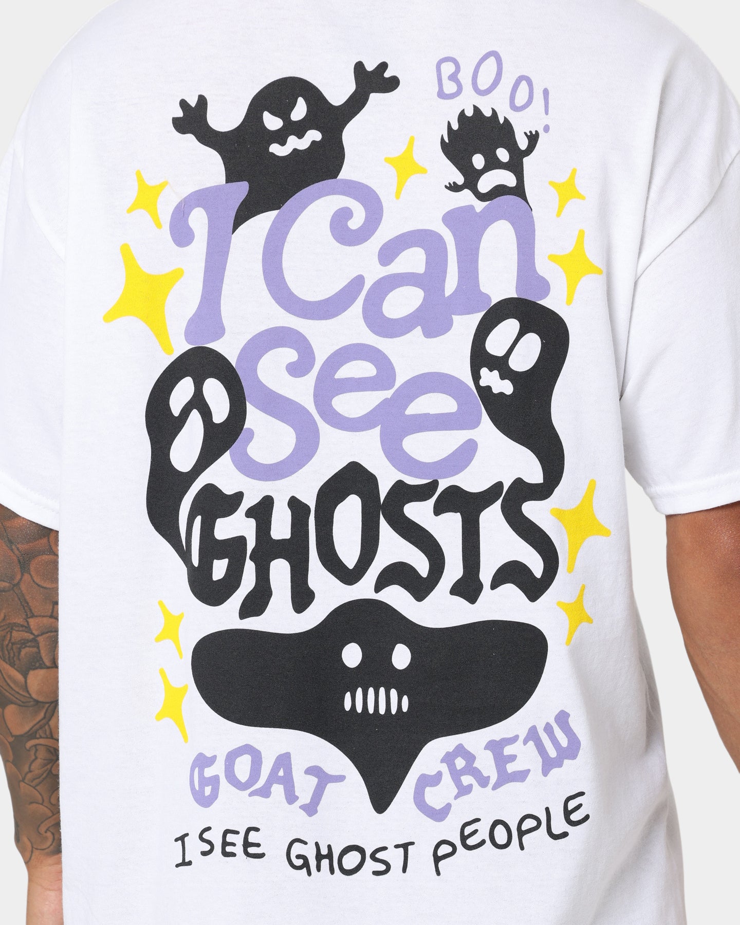 Goat Crew I Can See Ghosts All Over Print T-Shirt White、mySite、zt4zffjzw