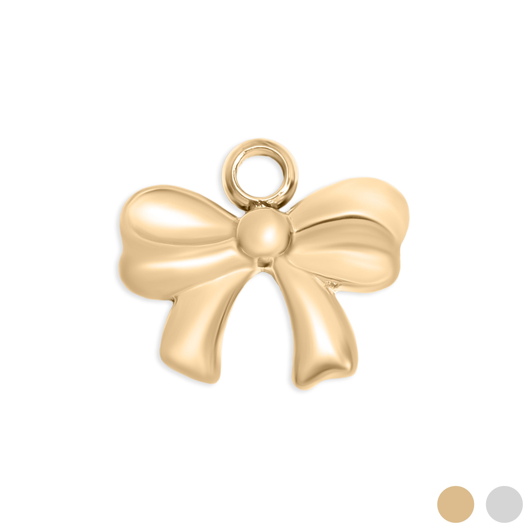 18K Gold PVD Stainless Steel Ribbon Bow Charm / PDL0143、mySite、dreamappss