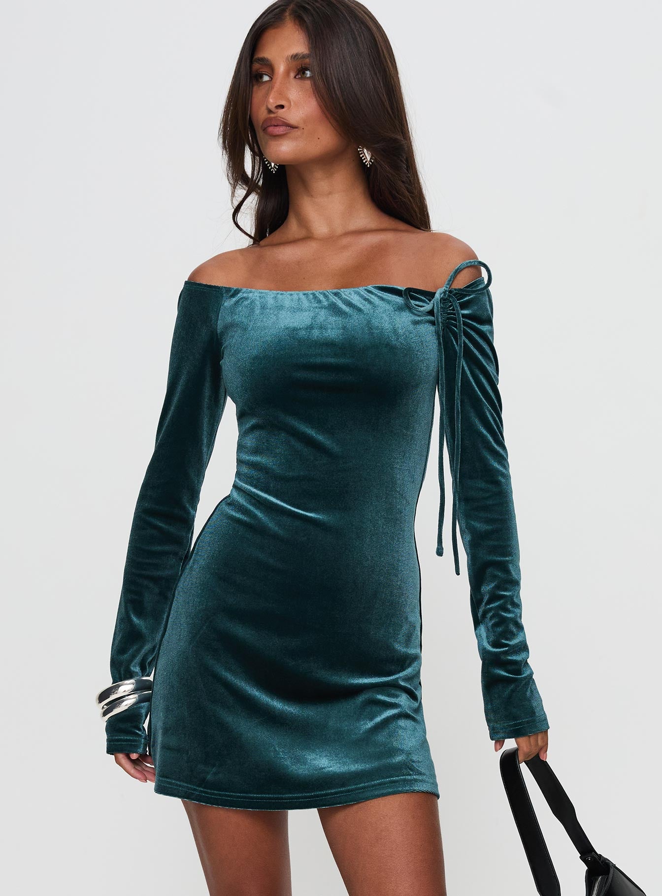 Intertwine Long Sleeve Mini Dress Forest Green、mySite、solidvoid