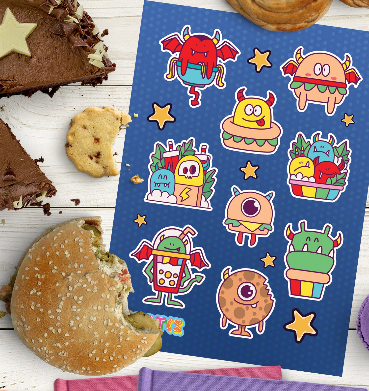  Snack Monsters Sticker Sheet、mySite、ghnorth