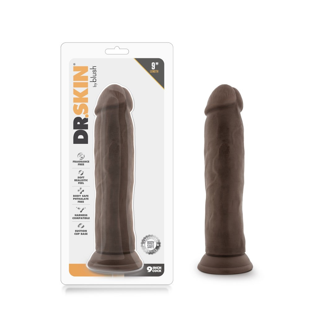 Dr. Skin By Blush® | Realistic Chocolate 9 Inch Long Dildo With Suction Cup Base、mySite、bottomscart