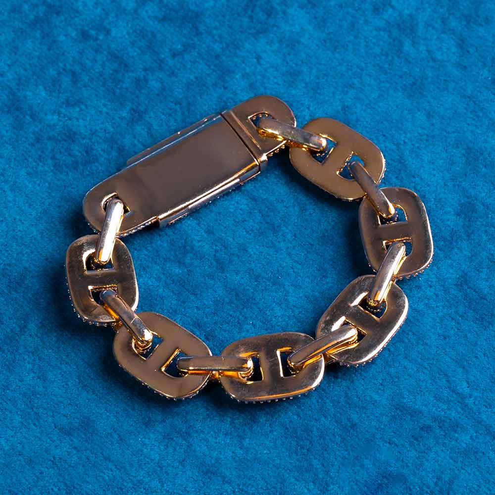 16MM Moissanite Mariner Link Bracelet 14K Gold、mySite、hinf8tx79