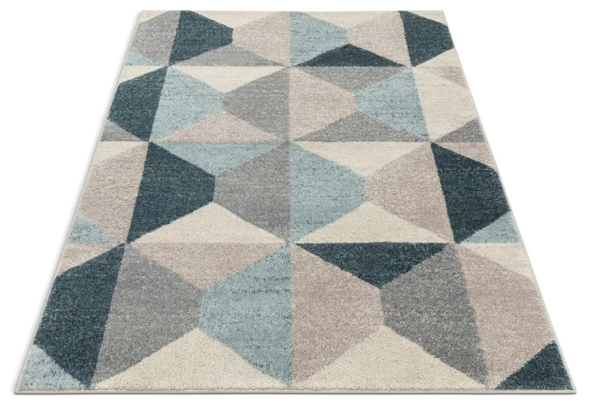 Zeke Blue Mid-Century Modern Geometric Rug、mySite、gigharbornorthrealestate