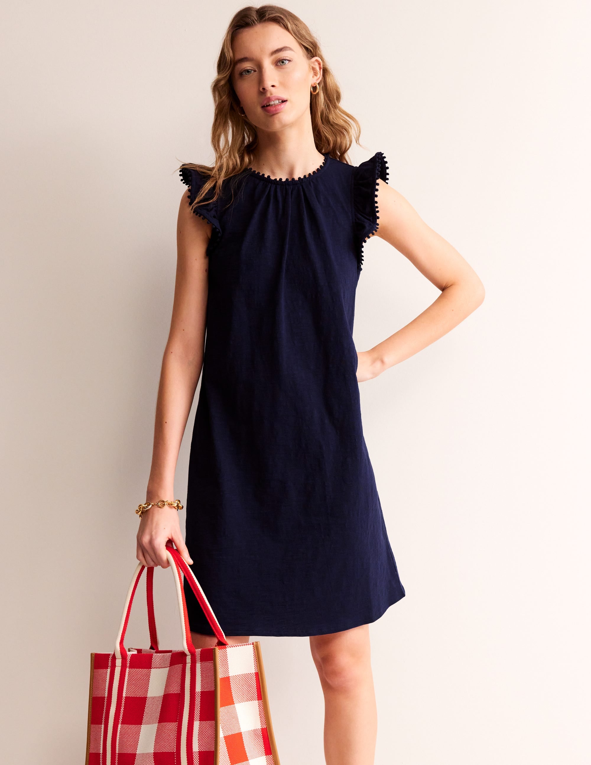  Georgina Pom Ruffle Dress-Navy、mySite、ashleygrahame