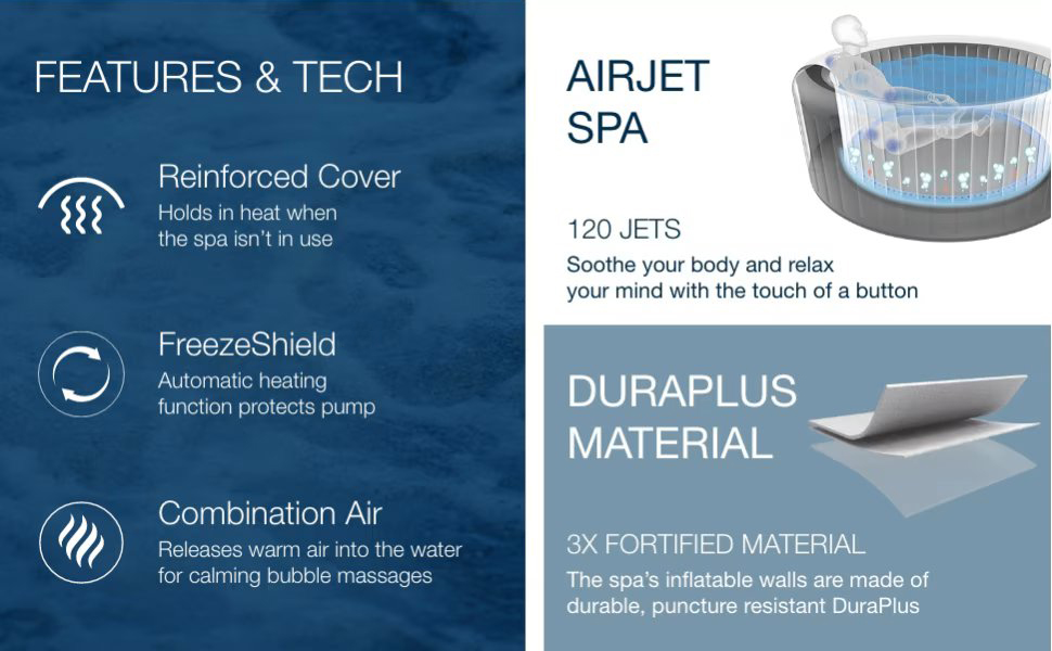 coleman saluspa miami energysense airjet inflatable hot tub spa 2-4 person warm bubbling water yard