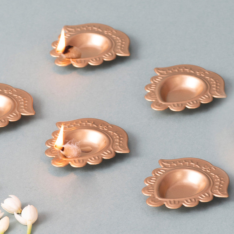 Brass Diya Set | Flower Design | Golden | Set of 6、mySite、camillekostekn