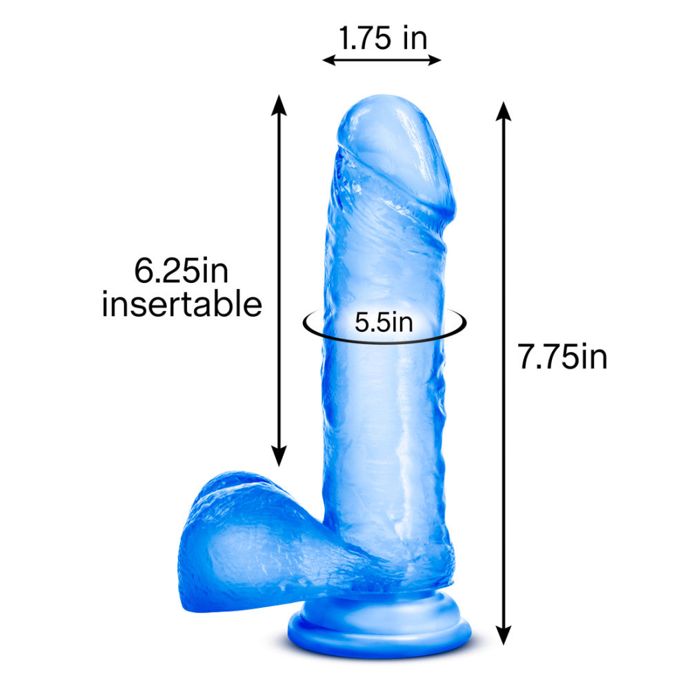 B Yours By Blush® | Sweet N' Hard 2 Realistic Blue 8-Inch Long Dildo With Balls & Suction Cup Base、mySite、bottomscart