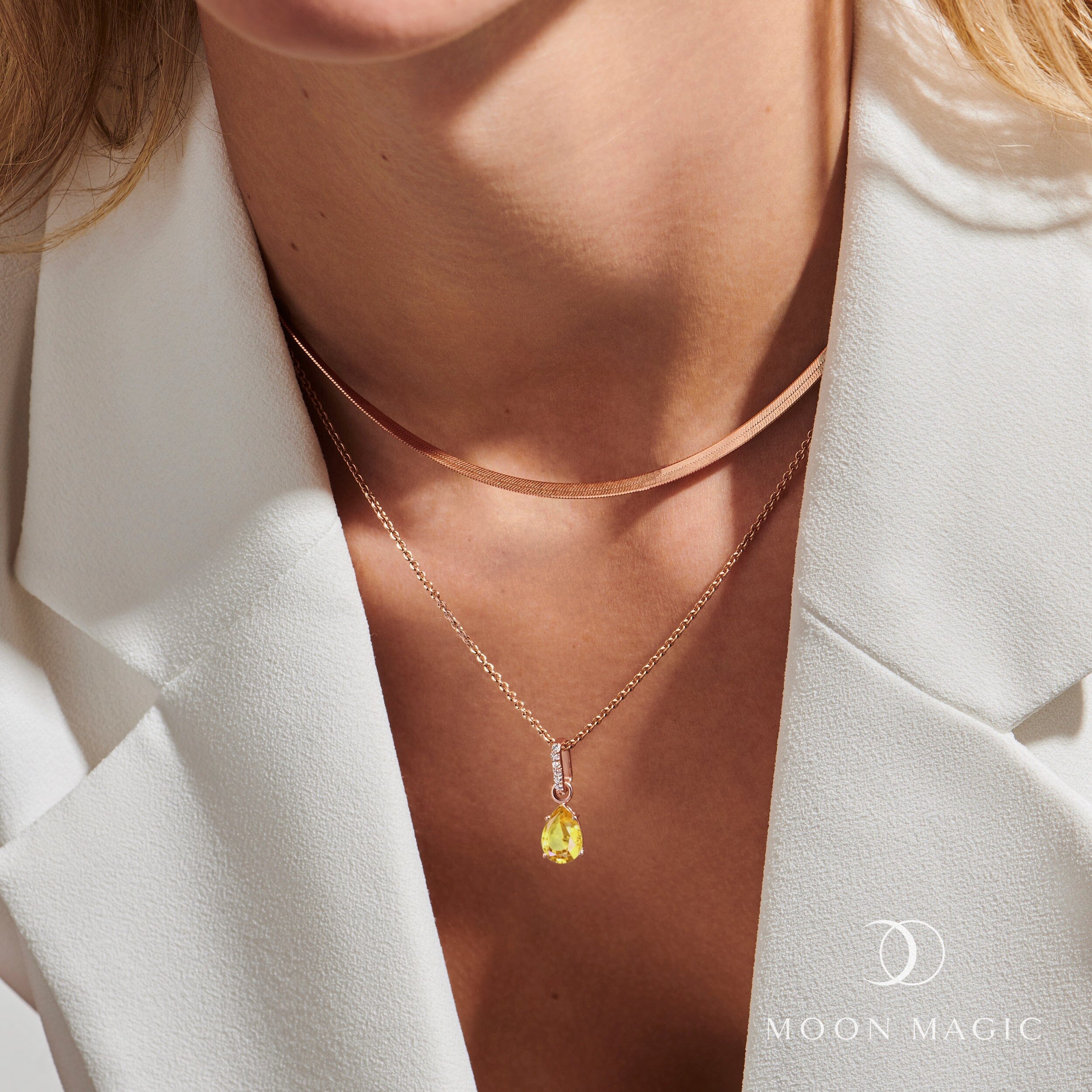 Citrine Birthstone Sway Necklace & Herringbone Chain、mySite、hinf8tx79