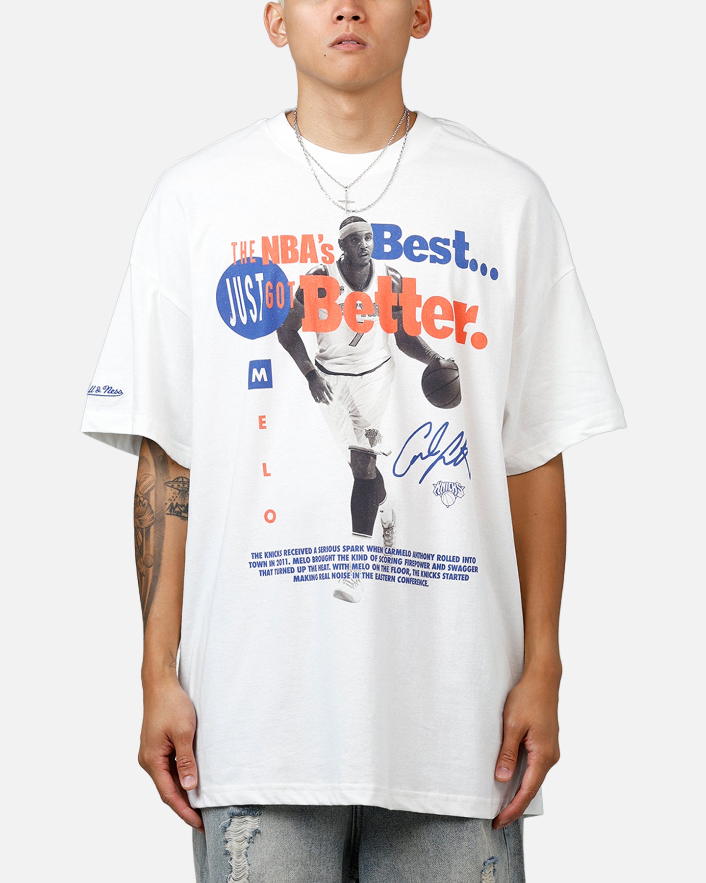 Mitchell & Ness New York Knicks Carmelo Anthony Got Better T-Shirt Vintage White、mySite、zt4zffjzw