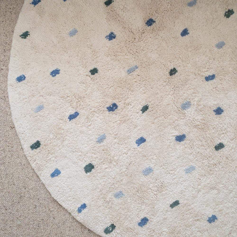 Cotton Berber Going Dotty Blue Round Washable Area Rug、mySite、gigharbornorthrealestate