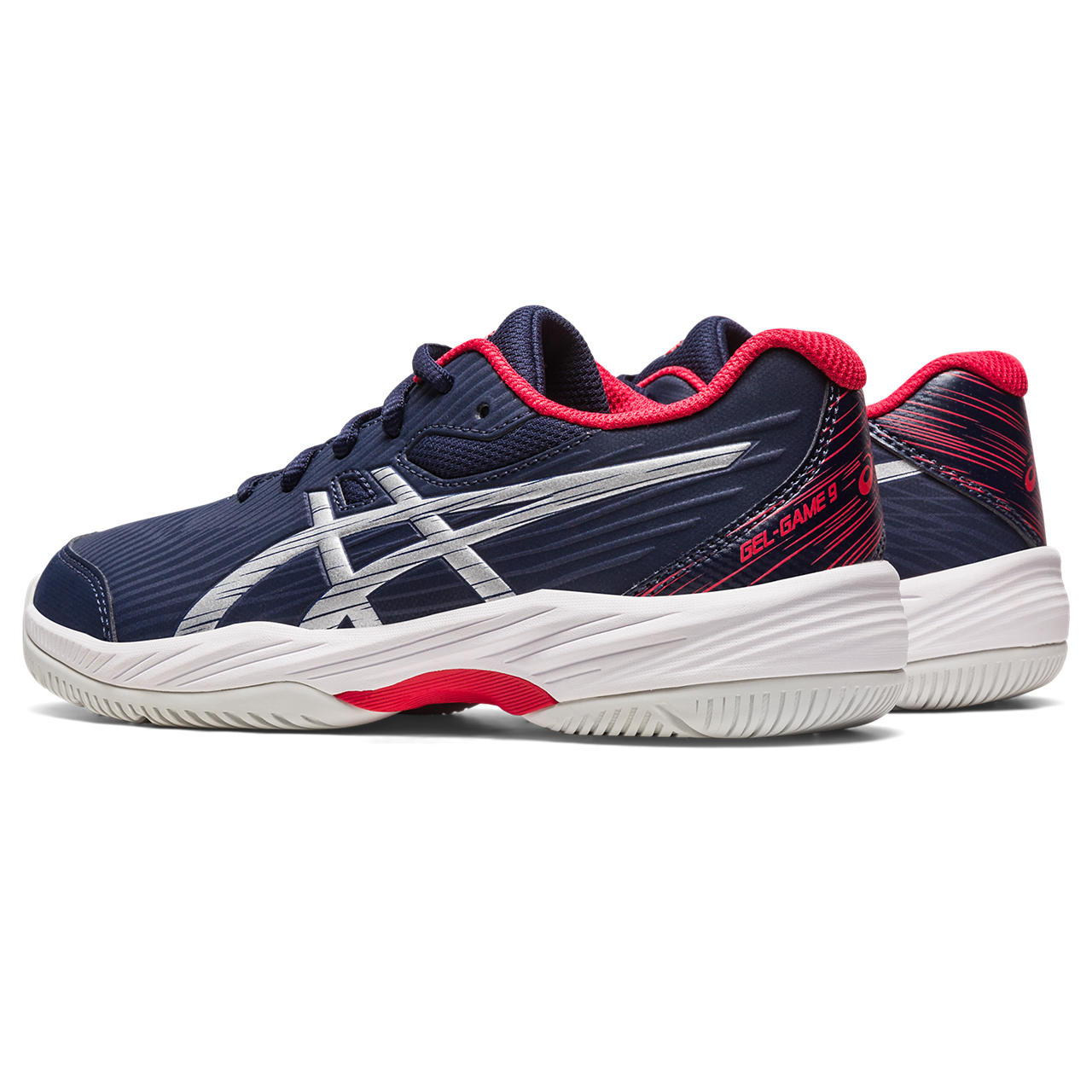 Asics Gel Game 9 GS Junior Tennis Shoe (Navy/Silver)