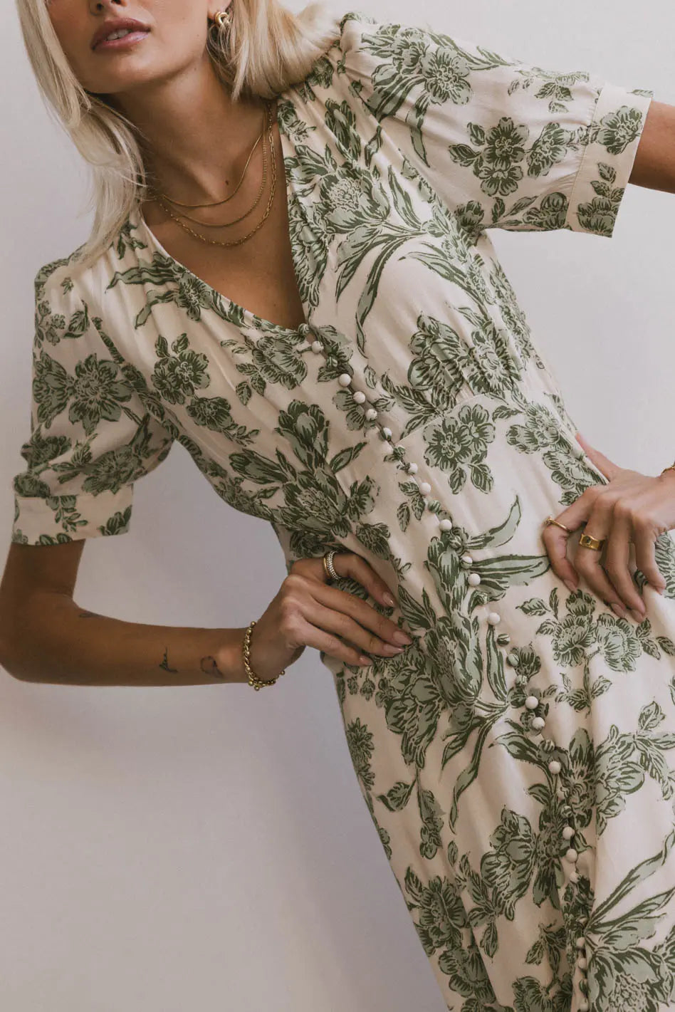  Lia Floral Midi Dress in Sage、mySite、merchandisen