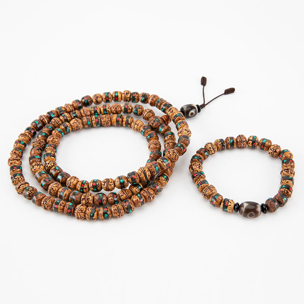 Inlaid Rudraksha Turquoise Mala and Bracelet、mySite、topwebapps