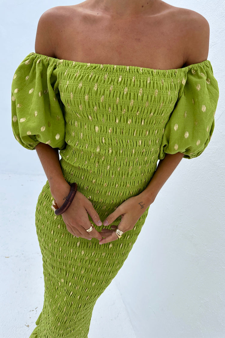 Olive Jojo Dress with Gold Fleck、mySite、solidvoid