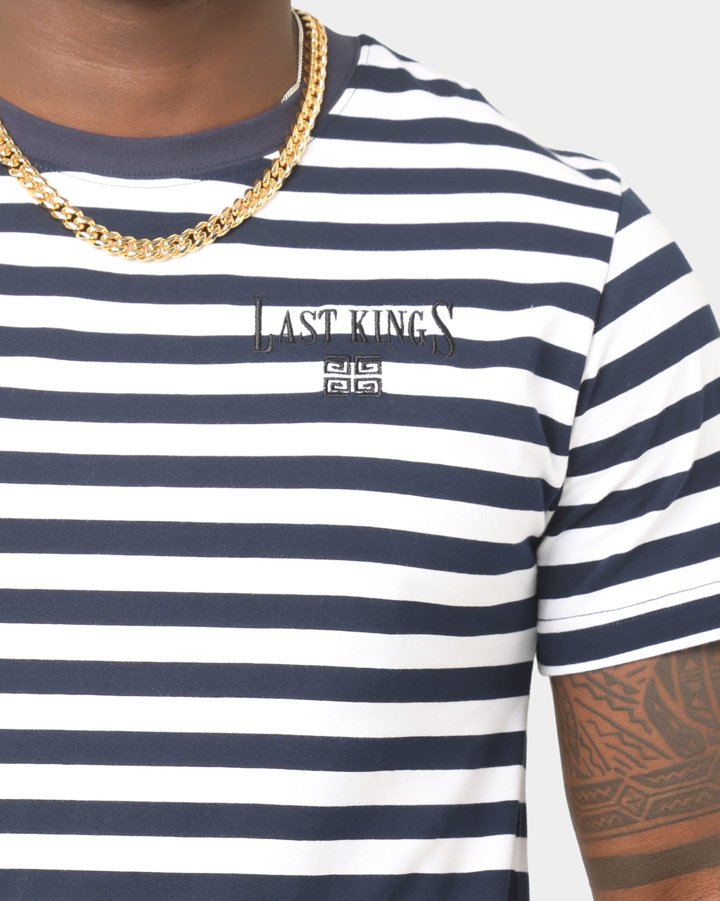 Last Kings Stripes Short Sleeve T-Shirt Navy、mySite、zt4zffjzw